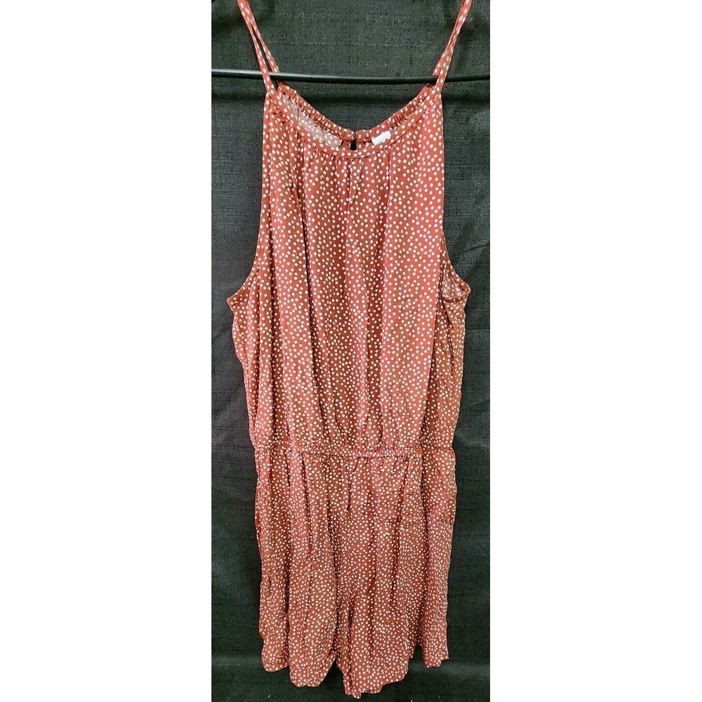 Old Navy Women's Red White Romper Size Small Pockets Keyhole Back NWOT